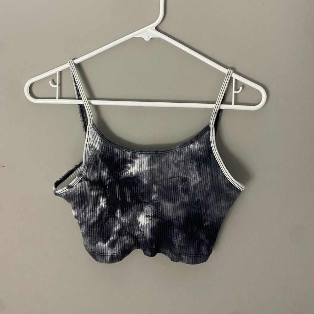 Tie Dye Black and White Crop Top